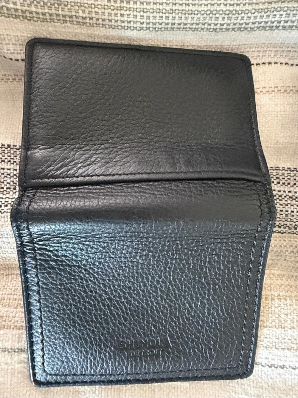 Shinola Black Leather Money Clip Wallet